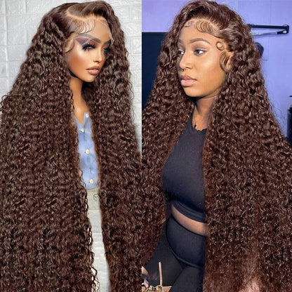 20Inch Deep Wave Lace Front Wigs Human Hair-13x4 HD Transparent Deep Wave Frontal Wigs Human Hair Glueless Curly Wigs for Women 200% Density Curly Lace Front Human Hair Pre Plucked with Baby Hair