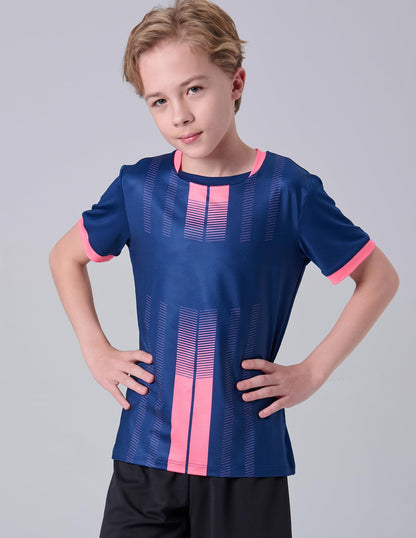 5 Pack Boys Athletic Shirts, Youth Activewear Dry Fit Tshirts for Kids, Short Sleeve Tees, Bulk Athletic Performance Clothing