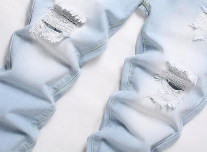 Boy's Ripped Jeans Stacked Skinny Fit Destroyed Distressed Fashion Comfy Denim Jeans Pants