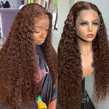 20Inch Deep Wave Lace Front Wigs Human Hair-13x4 HD Transparent Deep Wave Frontal Wigs Human Hair Glueless Curly Wigs for Women 200% Density Curly Lace Front Human Hair Pre Plucked with Baby Hair