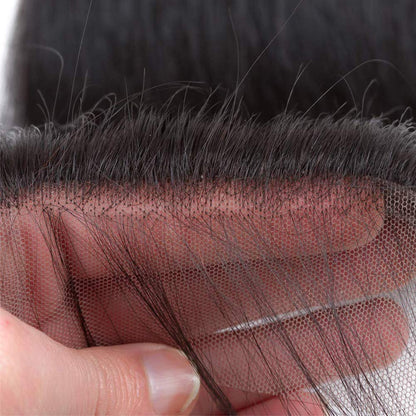 Hd Closure 5x5 Straight Closure 5x5 Transparent Lace Closure 12A Virgin Remy Human Hair Frontal Closure Pre Plucked With Baby Hair Natural Black Color(14inch)
