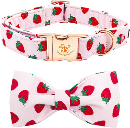 Elegant little tail Dog Collar with Bow, Cotton & Webbing, Bowtie Dog Collar, Adjustable Dog Collars for Small Medium Large Dogs and Cats