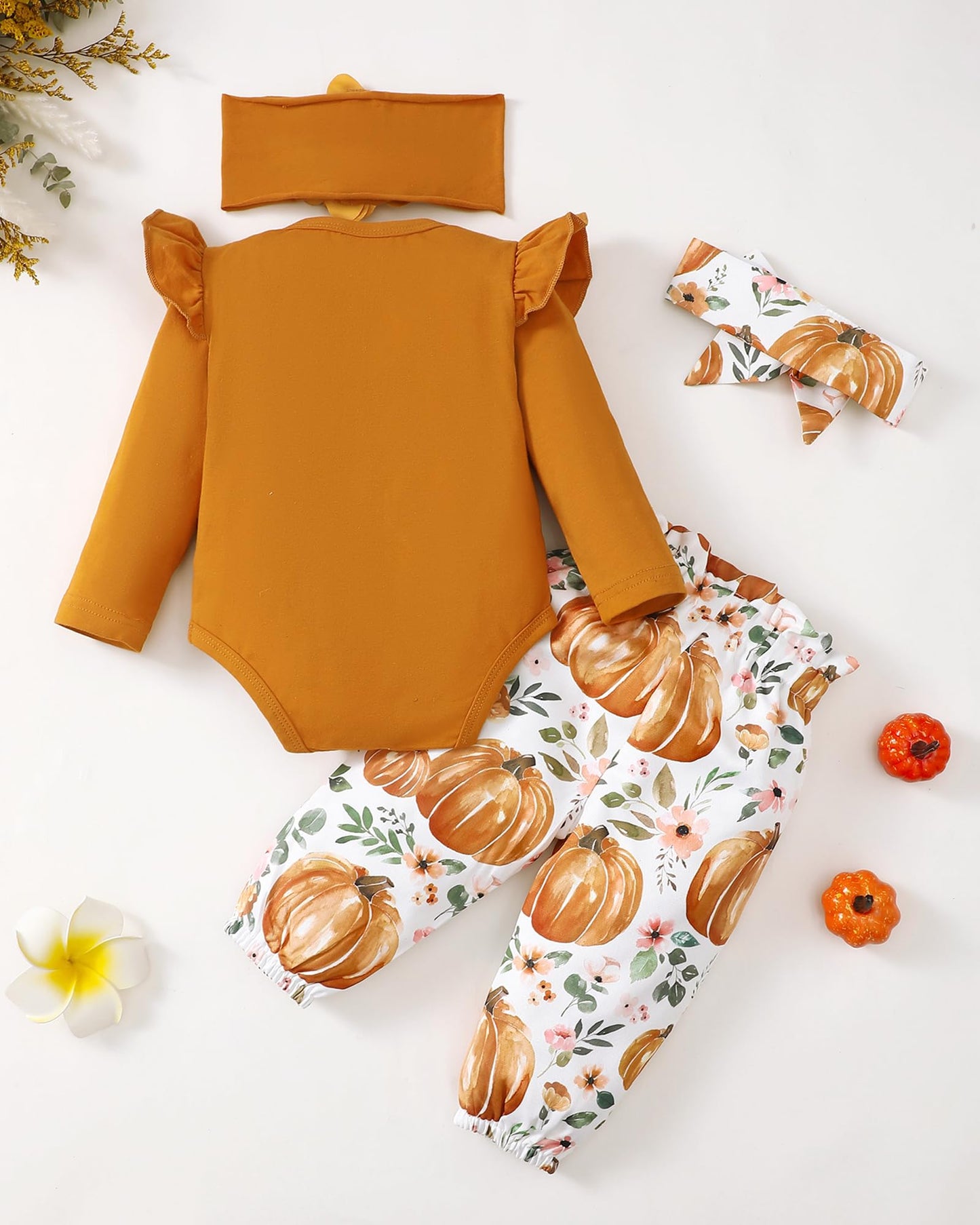 SUNNY PIGGY Newborn Infant Baby Girl Clothes Ruffle Romper Toddler Girl Floral Cotton Pant Sets Girls Clothing Outfit