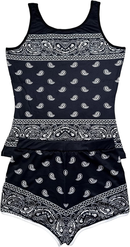 Women’s 2 Piece Pajama Set Novelty Sleeveless Tank Top and Shorts with Animal Print Comfortable Sleepwear