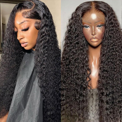 Water Wave 13x6 HD Transparent Lace Front Wigs Human Hair 180 Density Wet and Wavy Human Hair Wigs for Women Curly Lace Front Wig Human Hair Pre Plucked with Baby Hair Natural Color (18 Inch)