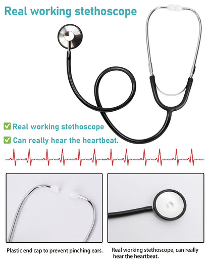ICECUTE Doctor Costume for Kids Scrubs with Accessories,7Pcs Toddler Halloween Costume for Boy Girls,3-11 Years
