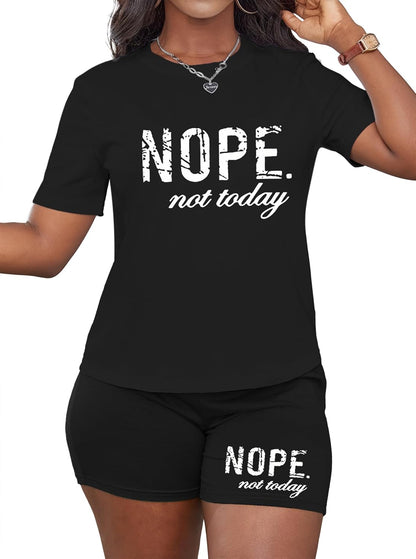 Hilinker Womens 2 Piece Outfits Short Sleeve Top and Shorts Set Summer Workout Casual Tracksuit