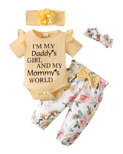 SUNNY PIGGY Newborn Infant Baby Girl Clothes Ruffle Romper Toddler Girl Floral Cotton Pant Sets Girls Clothing Outfit