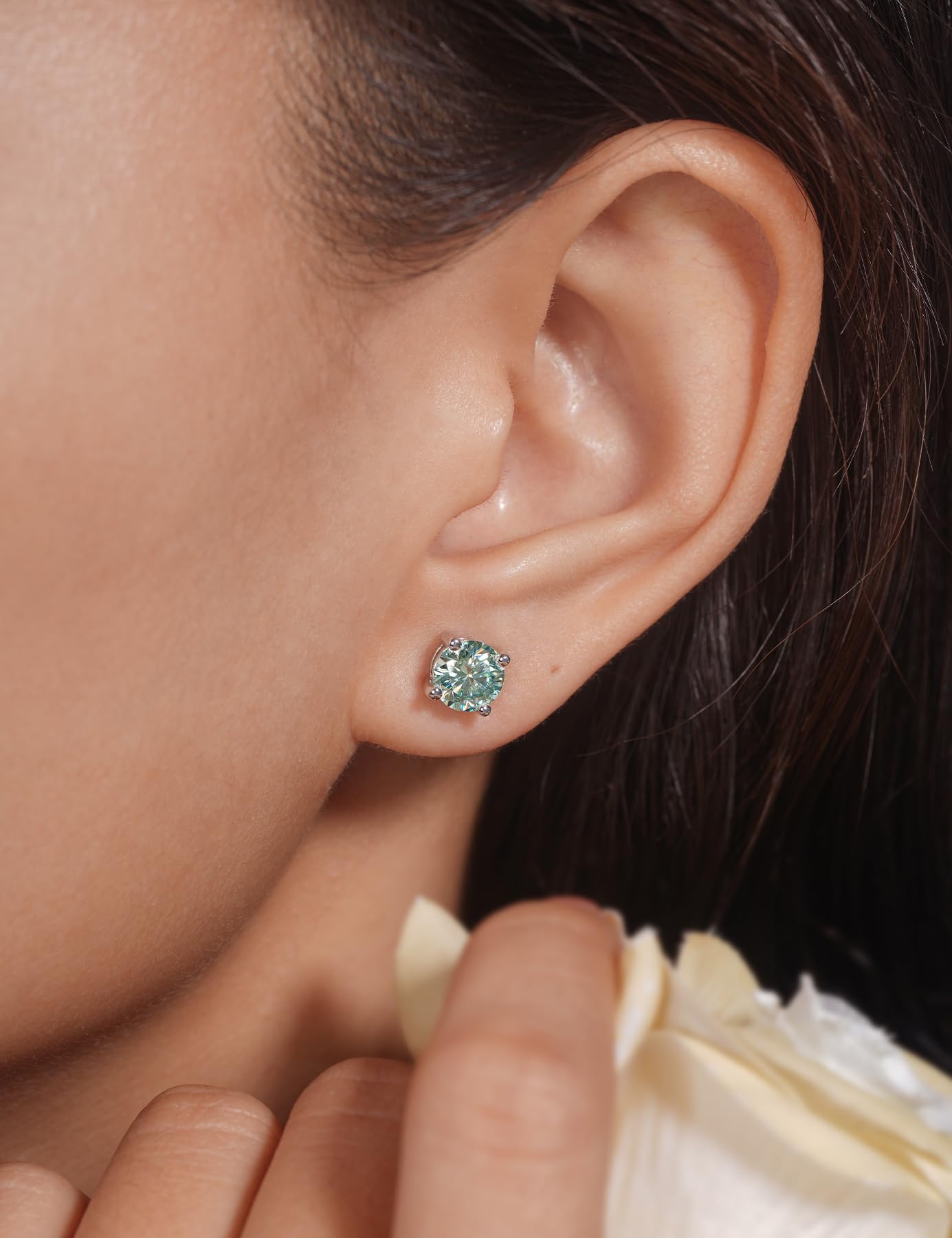 IMOLOVE Moissanite Stud Earrings for Women in Sterling Silver Hypoallergenic 1-3CT D Color Round Cut Moissante Earrings