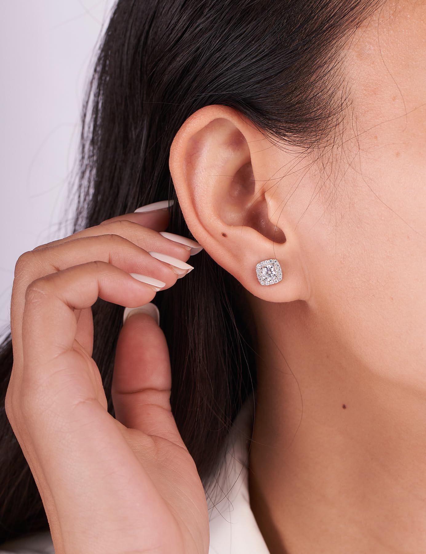 IMOLOVE Moissanite Stud Earrings for Women in Sterling Silver Hypoallergenic 1-3CT D Color Round Cut Moissante Earrings