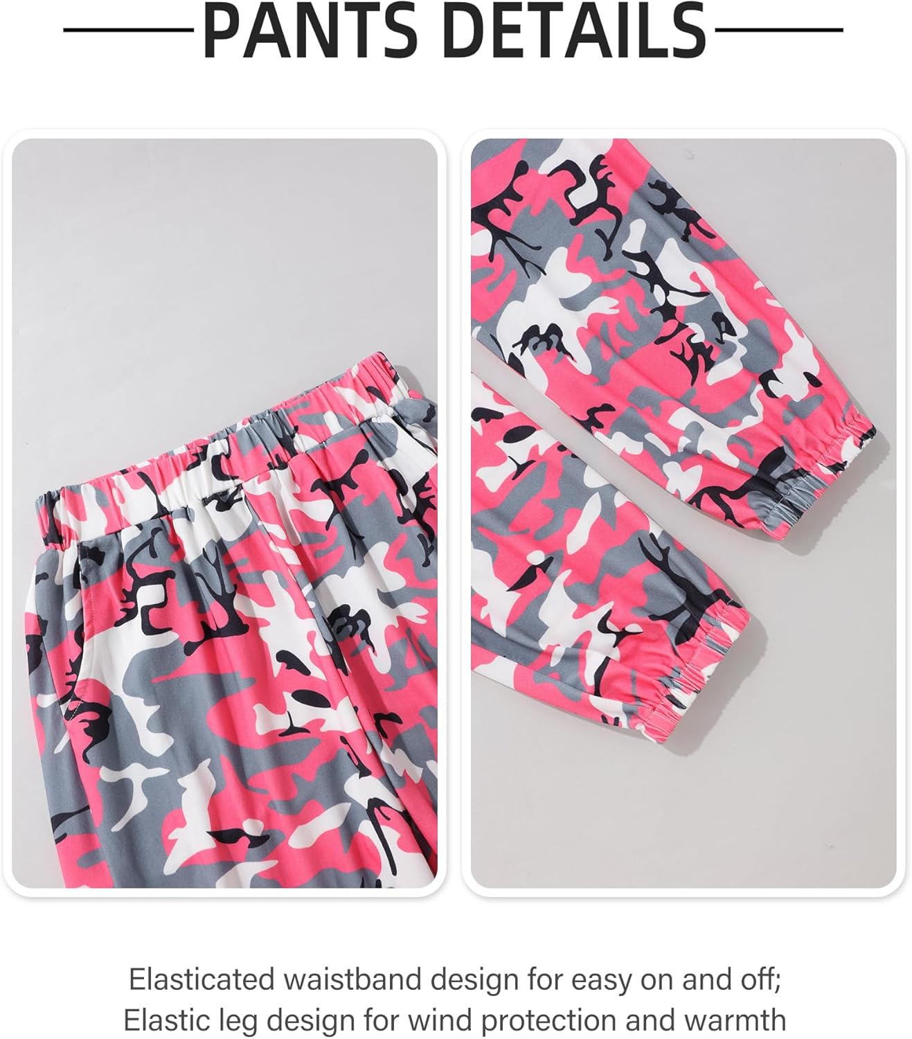 Girls' Clothing Sets Ribbed Knit Crewneck T-Shirt & Camo Print Elastic Waist Pants Girls Clothes Size 6-16Y