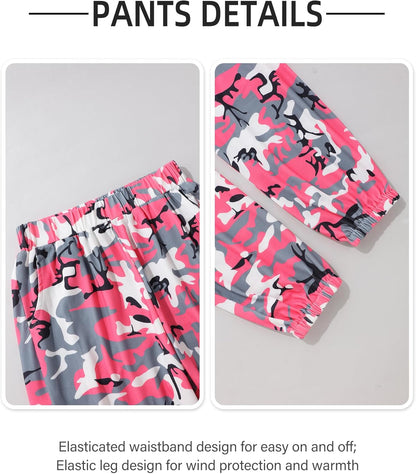 Girls' Clothing Sets Ribbed Knit Crewneck T-Shirt & Camo Print Elastic Waist Pants Girls Clothes Size 6-16Y