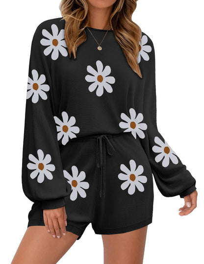 Ekouaer Knit Pajamas Set for Women Lounge Wear Sets Long Sleeve Sweatsuit Matching 2 Piece Outfits Casual Sweater Sets S-XXL