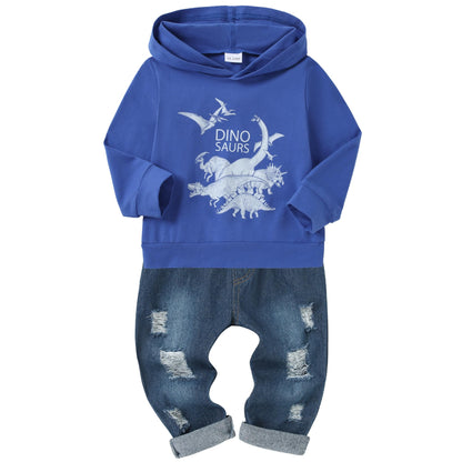 YUEMION Toddler Boy Clothes Long Sleeve Print Hoodies +Denim Pants 2Pcs Fall Winter Sweatshirt Baby Boy Outfits Set 1-6Y