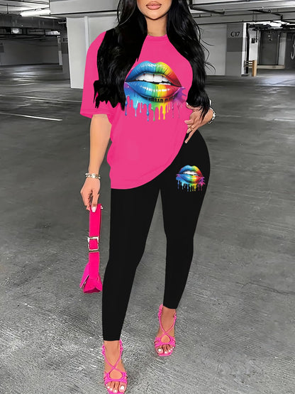 Nimsruc Women 2 Piece Outfits Summer Lounge Set Matching Jogger Sets Short Sleeve Tracksuit Loungewear Sweatsuits