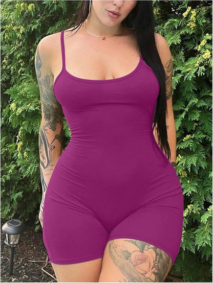 GORGLITTER Women's Backless Rompers One Piece Workout Jumpsuit Open Back Ruched Gym Shorts Bodysuit Unitard Dressy 2025