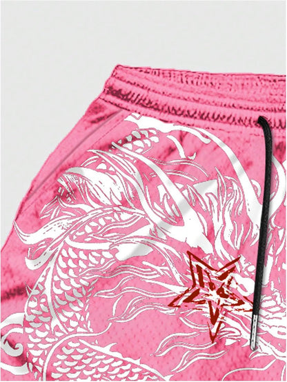 Men's Graphic Shorts with Liner Cross Print Drawstring 2 in 1 Gym Track Bottoms