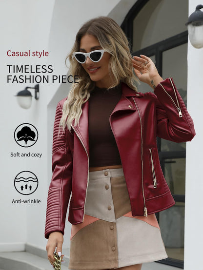 Bellivera Women's Faux Leather Casual Jacket 2025 Spring Trendy Motorcycle Outfits Lightweight Classic Coat
