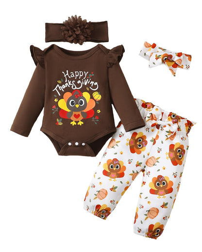 SUNNY PIGGY Newborn Infant Baby Girl Clothes Ruffle Romper Toddler Girl Floral Cotton Pant Sets Girls Clothing Outfit