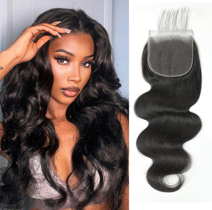 5x5 Transparent HD Lace Closure Body Wave Human Hair Closure Invisible Ultra-thin 5x5 Lace Closure Brazilian Raw Virgin Human Hair Pre Plucked Natural Black 16 Inch
