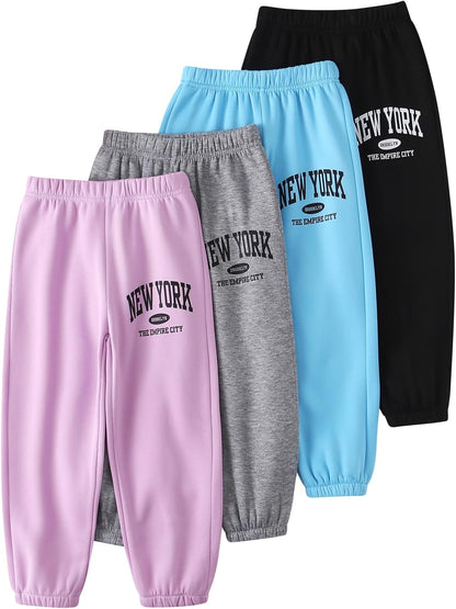 Girls Sweatpants - 3 Pack Teen Girls' Athletic High Waisted Joggers Pants with Pockets Multicoloured 4-14Y