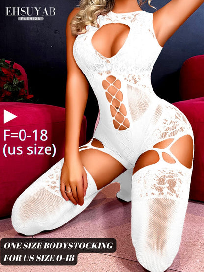 Women Body Stockings Sexy, Exotic Dancer Fishnets Lingerie Glow Party, Fishnet Bodysuit Rave Outfits Club Plus Size