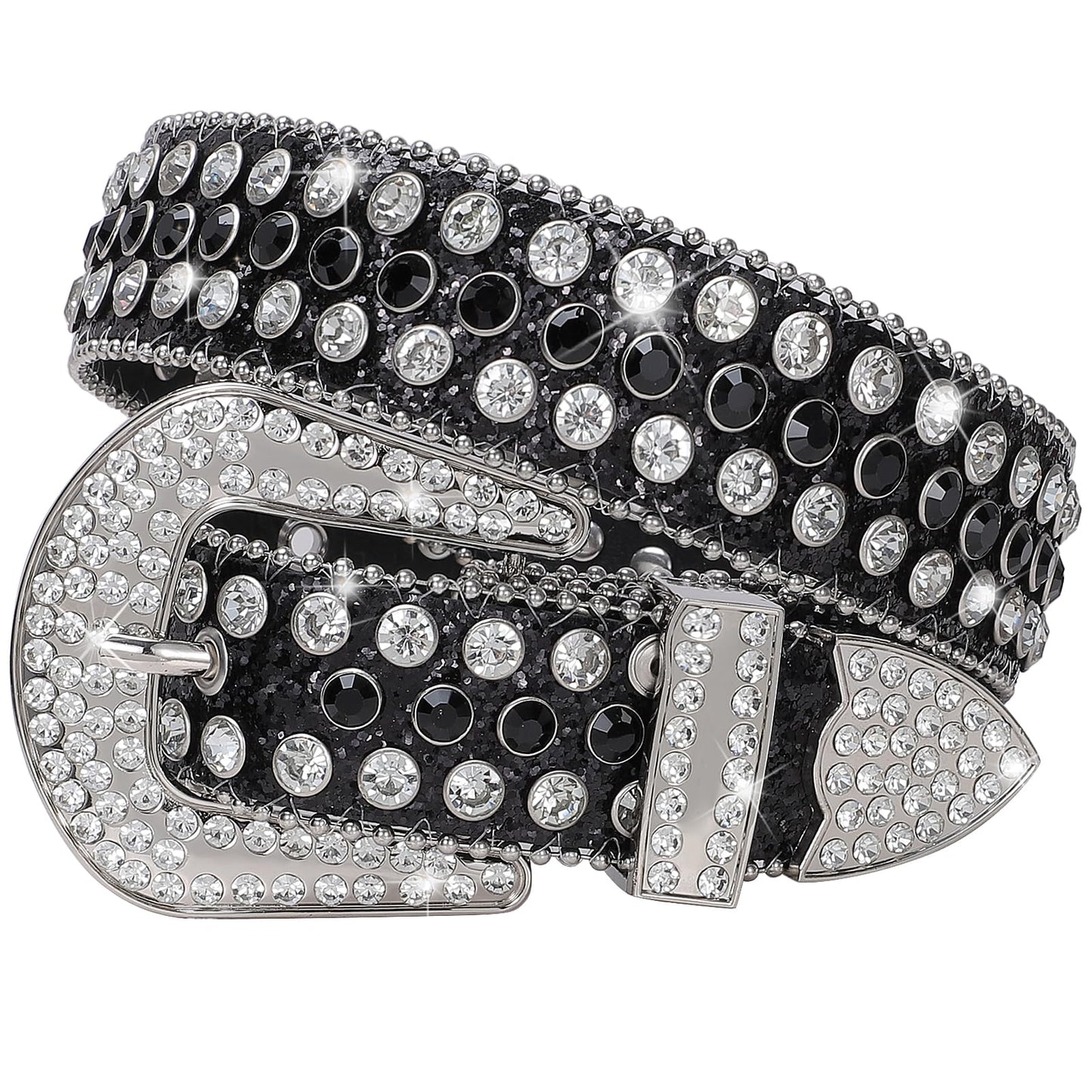 SUOSDEY Rhinestone Belt Unisex Sequin Strap Bling Crystal Western Studs Glitter Luxury Belt for Jeans Pants Dress