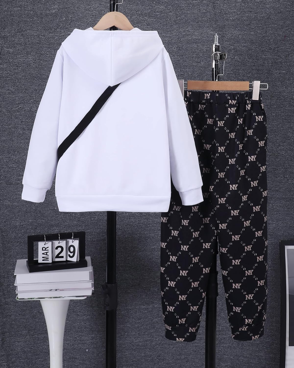 PureChapter Boys' Fashion 3Pcs Pullover Hoodies Sweatshirt Suit Crossbody Bag Stylish Clothes Kids Clothes