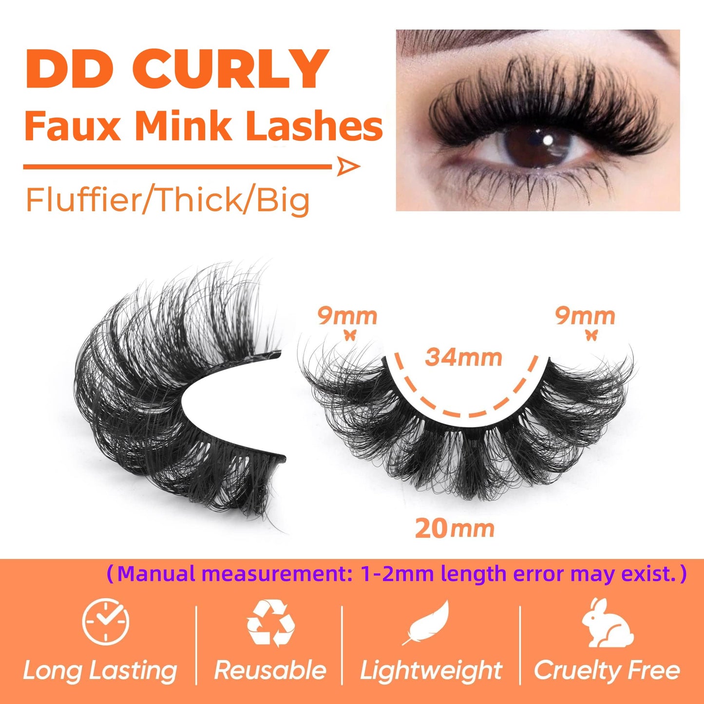 Mink Lashes Fluff False Eyelashes 20-22mm Dramatic Full Wispy Eye Lashes 8D Volume Curly Fake Eyelashes 7 Pairs Faux Mink Lashes Multipack by TOOCHUNAG