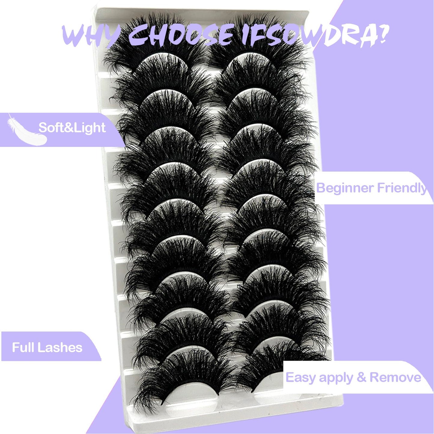 Mink Lashes Fluffy Big Dramatic Thick False Eyelashes, Soft 20mm Volume 3D Faux Mink, 20 Pairs Eyelashes Pack, 25mm Full Strip Lashes That Look Like Extensions