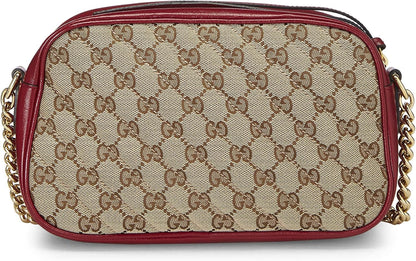 Pre-Loved Red Original GG Canvas Marmont Crossbody Small, Red