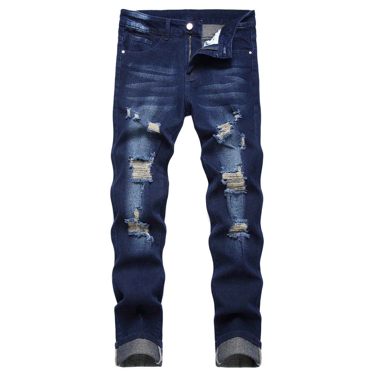 JUNBAOSS Men's Slim Fit Stretch Jeans Ripped Skinny Jeans for Men, Fashion Distressed Straight Comfort Flex Waist Pants