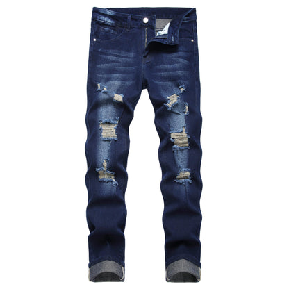 JUNBAOSS Men's Slim Fit Stretch Jeans Ripped Skinny Jeans for Men, Fashion Distressed Straight Comfort Flex Waist Pants
