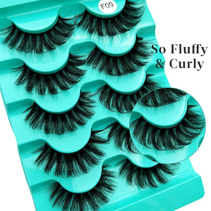 Mink Lashes Strip Eyelashes Volume False Eyelashes that Look Like Extensions Glamour Wispy Curly Fake Lashes 5 Pairs Pack