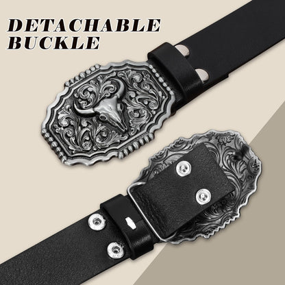 Cowboy Cowgirl Belts for Women Men Western Belts Punk Goth Belt PU Leather Belt With Western Buckle