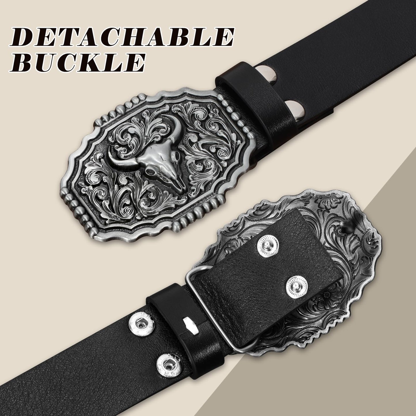 Cowboy Cowgirl Belts for Women Men Western Belts Punk Goth Belt PU Leather Belt With Western Buckle