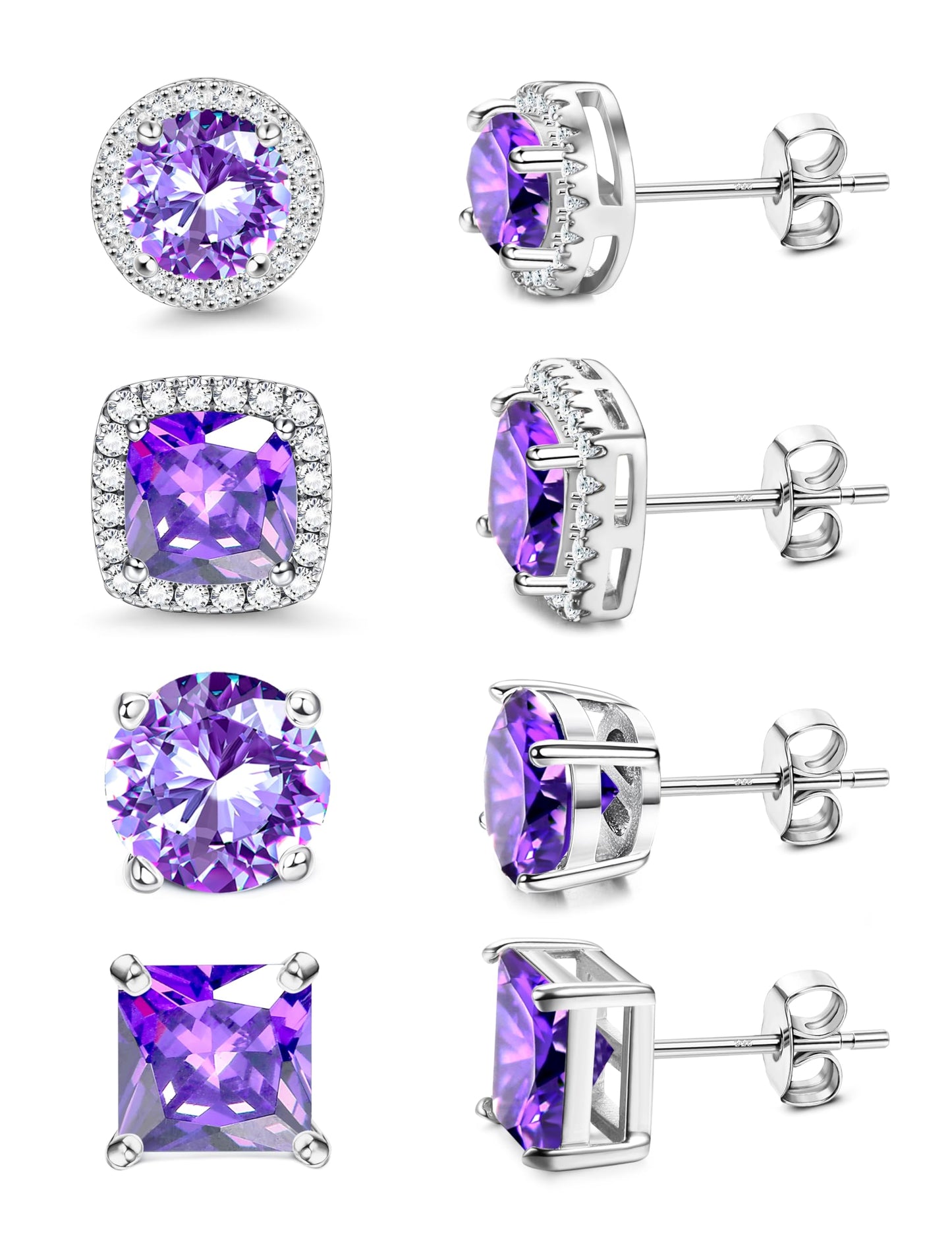 MILACOLATO Cubic Zirconia Stud Earrings for Women Men | 18K Gold Plated Hypoallergenic Sterling Silver Post Earrings | Big Brilliant Simulated Diamond CZ Halo Stud Earrings for Sensitive Ears