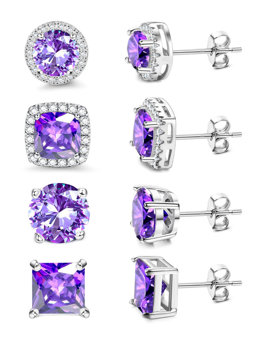 MILACOLATO Cubic Zirconia Stud Earrings for Women Men | 18K Gold Plated Hypoallergenic Sterling Silver Post Earrings | Big Brilliant Simulated Diamond CZ Halo Stud Earrings for Sensitive Ears