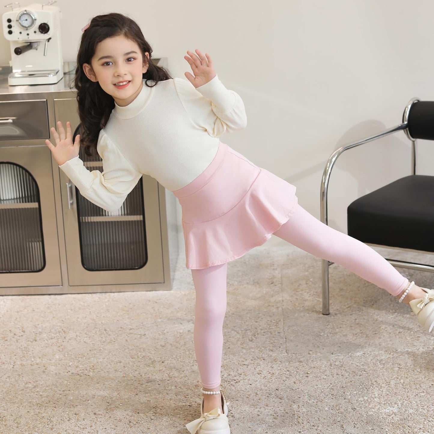 Trendy Girls' Leggings with Skirt - 2 Pack of Cotton Ruffle Skirt Pants for Kids for 3-8 Years