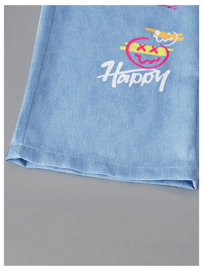 SOLY HUX Girl's Graphic 3 Piece Outfits Sheer Crop Tee and Cami Top with Jeans Pants Set