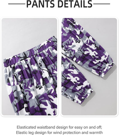 Girls' Clothing Sets Ribbed Knit Crewneck T-Shirt & Camo Print Elastic Waist Pants Girls Clothes Size 6-16Y