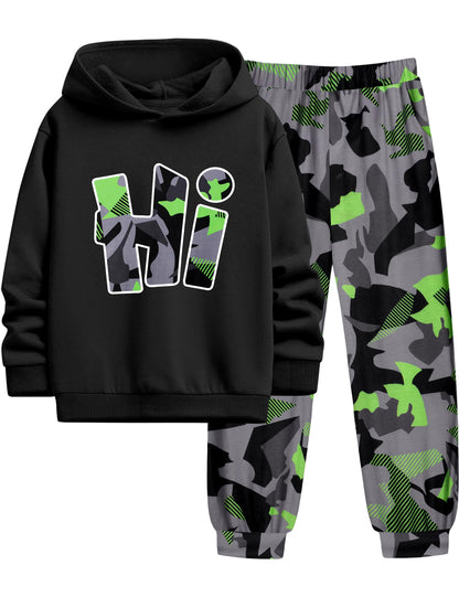 Boys Clothes Camo Boys Outfits Letter Printing Pullover Hoodie and Pants 2Pcs Winter Kids Clothes Boys for 7-14 Years