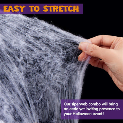 JOYIN Halloween Decoration Outdoor, 59‘’ Giant Spider with Spider Web Outside Decor, Triangular Spiderweb 16.4 x 15.7 ft and Stretchy Cobweb 100g for Yard Haunted House Indoor Decor Supplies