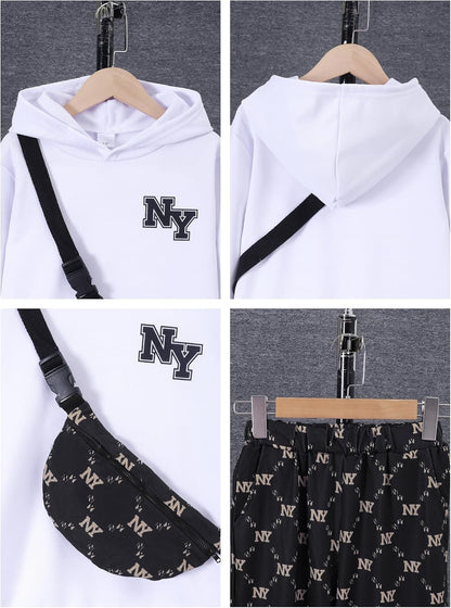 PureChapter Boys' Fashion 3Pcs Pullover Hoodies Sweatshirt Suit Crossbody Bag Stylish Clothes Kids Clothes