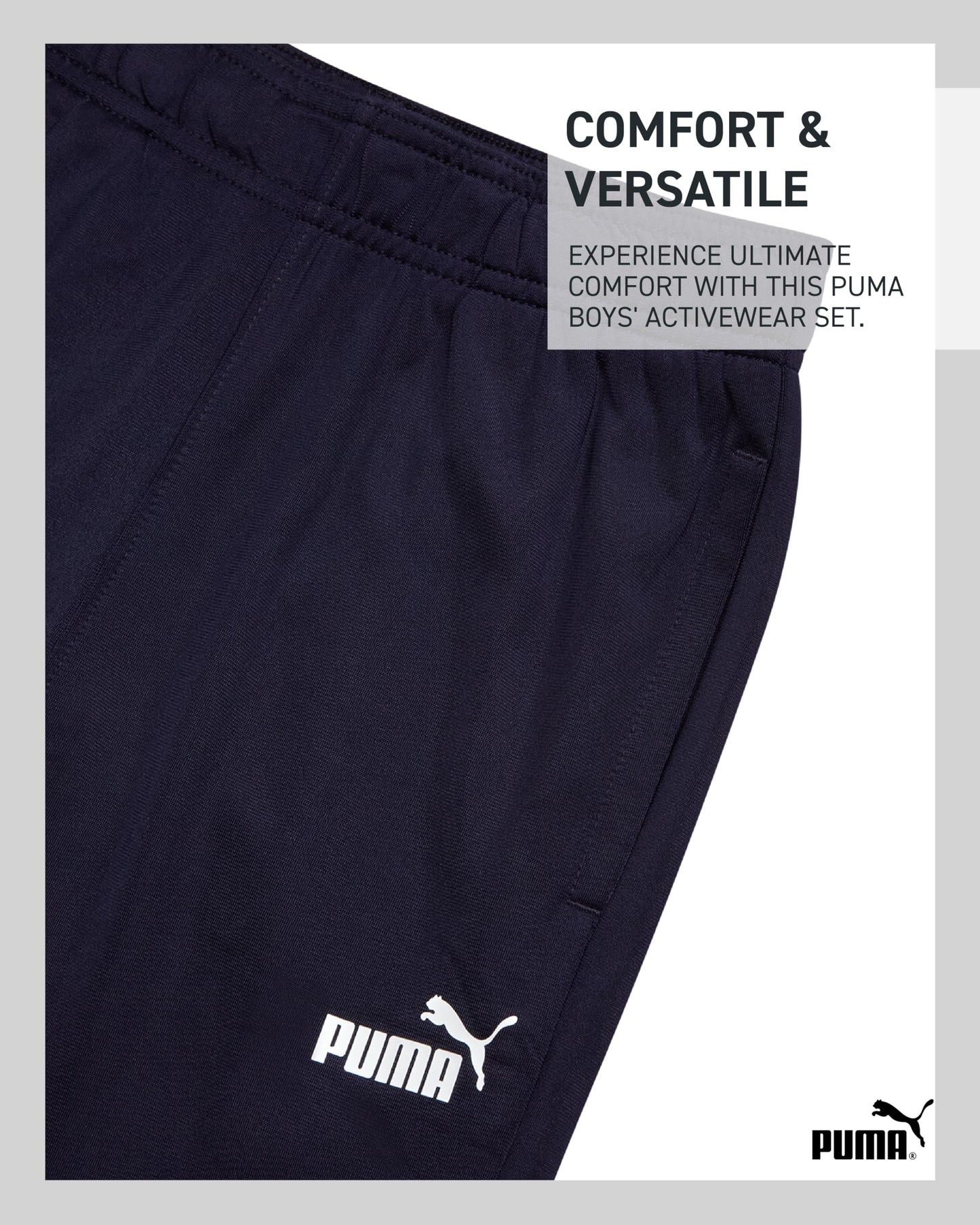 PUMA Boys Pants Set - 3 Piece Athletic T-Shirt, Zip Up Jacket, Jogger Pants - Boys Activewear Tricot Jogset (8-16)