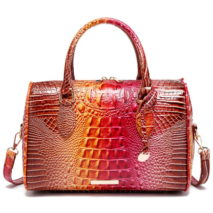 Top-Handle Crocodile Purses For Women Crossbody Leather Bags Trendy Large Capacity Tote with Shoulder Strap