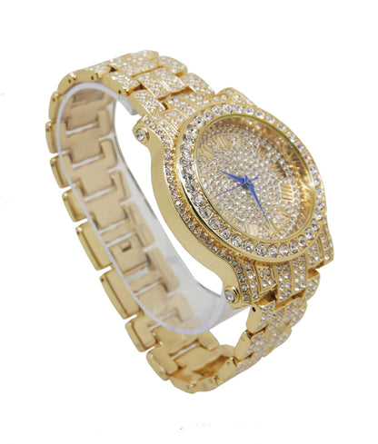 Charles Raymond Bling-ed Out Silver Round Luxury Mens Watch w/Bling-ed Out Bracelet - L0504B