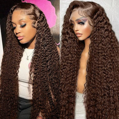 20Inch Deep Wave Lace Front Wigs Human Hair-13x4 HD Transparent Deep Wave Frontal Wigs Human Hair Glueless Curly Wigs for Women 200% Density Curly Lace Front Human Hair Pre Plucked with Baby Hair