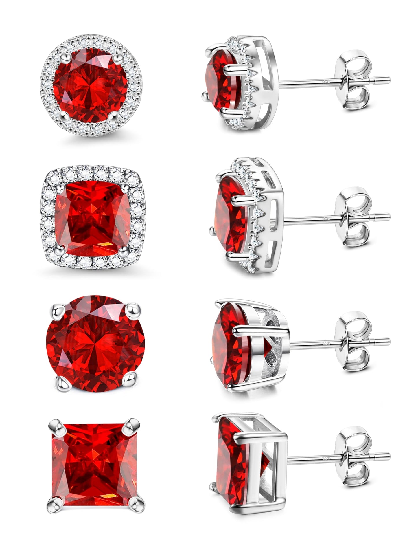 MILACOLATO Cubic Zirconia Stud Earrings for Women Men | 18K Gold Plated Hypoallergenic Sterling Silver Post Earrings | Big Brilliant Simulated Diamond CZ Halo Stud Earrings for Sensitive Ears