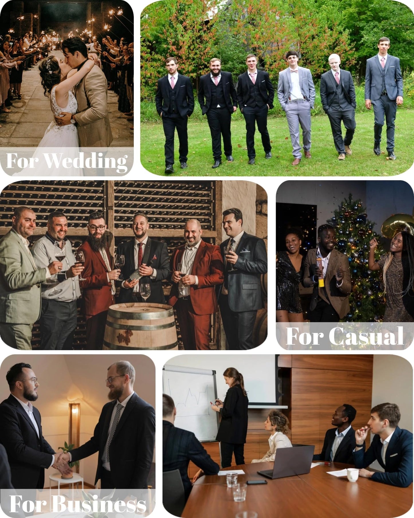 Cloudstyle Mens 3-Piece Suit Notched Lapel One Button Slim Fit Formal Jacket Vest Pants Set